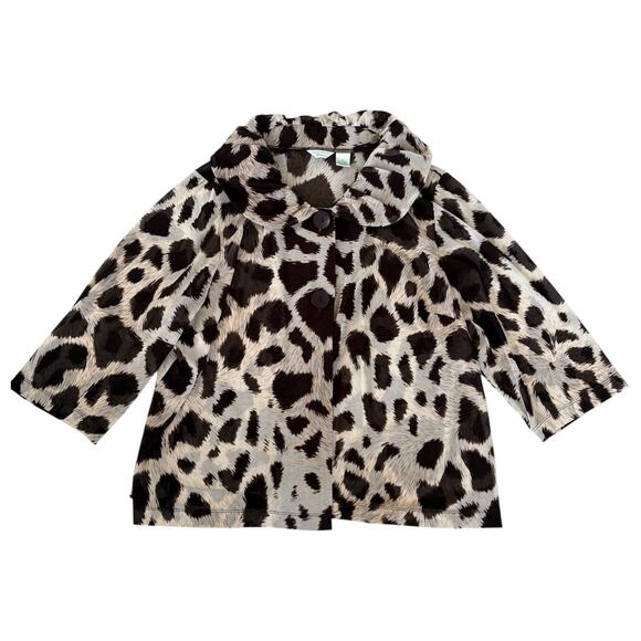 Laura Ashley Woman 2X Leopard Animal Print Semi Sheer Blouse Mob Wife Western - Picture 6 of 10